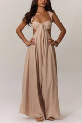 Solid Color Casual Camisole Loose Stretch Wide-leg Jumpsuit