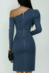 Casual Off-the-shoulder Denim Dress