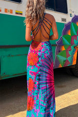 Heididress Strappy Backless Tie Dye Maxi Dress