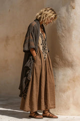 Boho Retro Loose Linen Cotton Two-piece Set