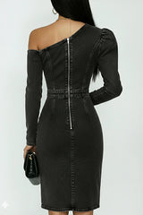 Casual Off-the-shoulder Denim Dress