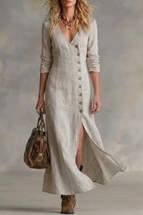 Casual Linen Cotton Button Dress