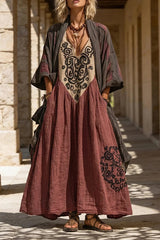 Boho Retro Loose Linen Cotton Two-piece Set