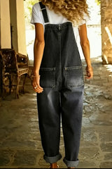 Women's Casual Denim Jumpsuit With Adjustable Buckles