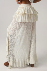 New Collection High-End Lace Western Style Irregular Midi Skirt