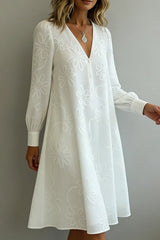 Vintage Elegant V-neck Floral Embroidery Dress