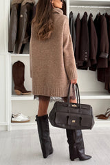 Turtleneck Drop Shoulder Casual Pullover Sweater