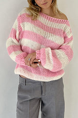 Heididress Drop Shoulder Striped Casual Pullover Sweater
