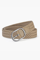 Faux Leather Metal Buckle Adjustable Braided Belt