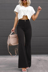 Heididress One Button Corduroy Flare Pants with Pockets