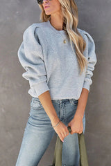 Crewneck Puff Sleeves Comfy Sweatshirt