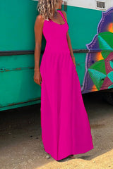 Heididress Solid Criss Cross Backless Maxi Cami Dress