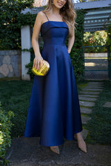 Heididress Spaghetti Strap Waisted A-line Satin Maxi Dress