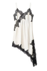 Heididress Spaghetti Strap Lace V Neck Irregular Hem Mini Dress