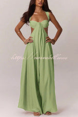 Solid Color Casual Camisole Loose Stretch Wide-leg Jumpsuit