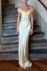 Heididress Off Shoulder Backless Cut Out Satin Maxi Dress