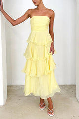 Heididress Strapless Ruffle Layered Maxi Dress
