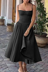 Heididress Spaghetti Strap Pocketed Corset Swing Midi Dress
