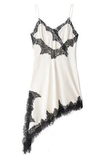 Heididress Spaghetti Strap Lace V Neck Irregular Hem Mini Dress