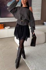 Chic One Shoulder Long Sleeves Pullover Sweater