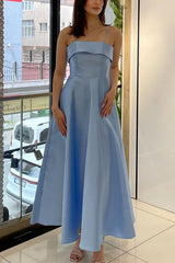 Heididress Spaghetti Strap Waisted A-line Satin Maxi Dress