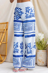 Elastic Waist Wide Leg Printed Pants