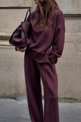 Heididress High Neck Side Zipper Up Sweatshirt and Wide Leg Pants Set