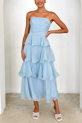 Heididress Strapless Ruffle Layered Maxi Dress