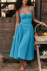 Heididress Spaghetti Strap Pocketed Corset Swing Midi Dress