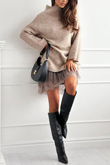 Drop Shoulder Long Sleeves Slouchy Sweater