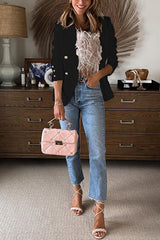 Heididress Lapel Double Breasted Open Front Blazer Jacket