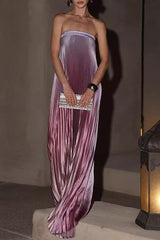 Heididress Strapless Tube Gradient Ombre Satin Maxi Party Dress