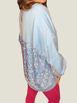 Women's Sequin Colorblock Henley Sweatshirt