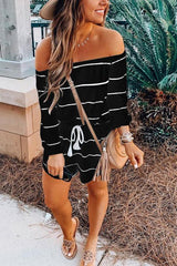 Heididress Oxygen Off Shoulder Beauty Striped Jumpsuit