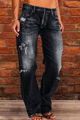 Heididress Casual One Button Ripped Jeans with Pockets