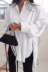 Heididress Irregular Lapel Button Down Long Sleeve Shirt