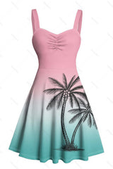 Gradient Palm Tree Summer Dress β Casual Beach Holiday A-Line Sundress
