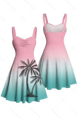 Gradient Palm Tree Summer Dress β Casual Beach Holiday A-Line Sundress