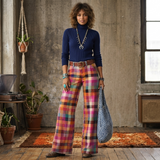 Vintage Plaid Pants β Bold & Stylish Wide-Leg Fit