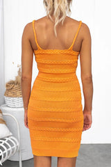 Heididress Strappy V Neck Cable Knit Bodycon Mini Dress
