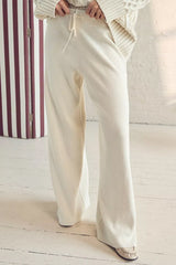 Heididress Drawstring Waist Ribbed Knit Wide Leg Pants