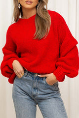 Heididress Drop Shoulder Lantern Long Sleeves Comfy Pullover Sweater