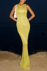 Heididress Round Neck Sleeveless Bodycon Glitter Maxi Party Dress