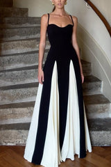 Heididress Low Cut Color Block Swing Maxi Cami Dress
