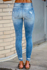 Heididress Raw Hem Ripped Stretch Pencil Jeans