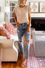 Heididress Crewneck Cap Sleeves Pullover Sweater