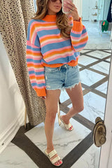 Heididress Crewneck Color Block Striped Loose Fit Sweater