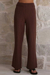 High Rise Solid Wide Leg Knit Pants