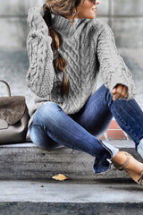 Heididress Mockneck Solid Cable Knit Pullover Sweater