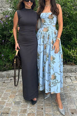 Heididress Spaghetti Strap Waisted Floral Print A-line Maxi Dress